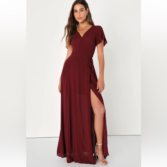 Lulu's Burgundy Maxi Dress - Picture 1 of 16